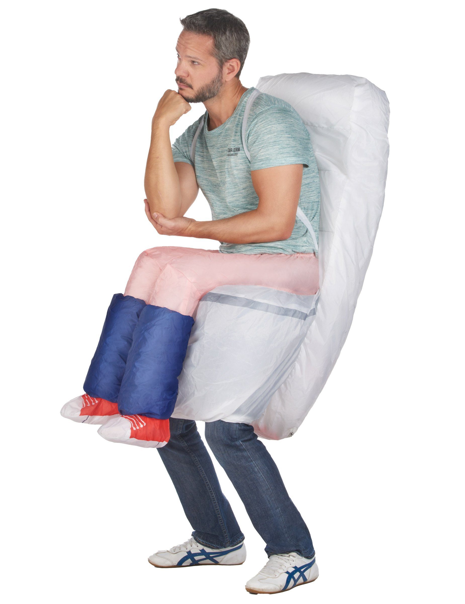 JADEO Kostüm Lustiges Toiletten-Kostüm aufblasbar für Erwachsene grau