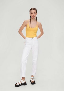 QS Shirttop Crop Top aus Viskosemix Zierknopf