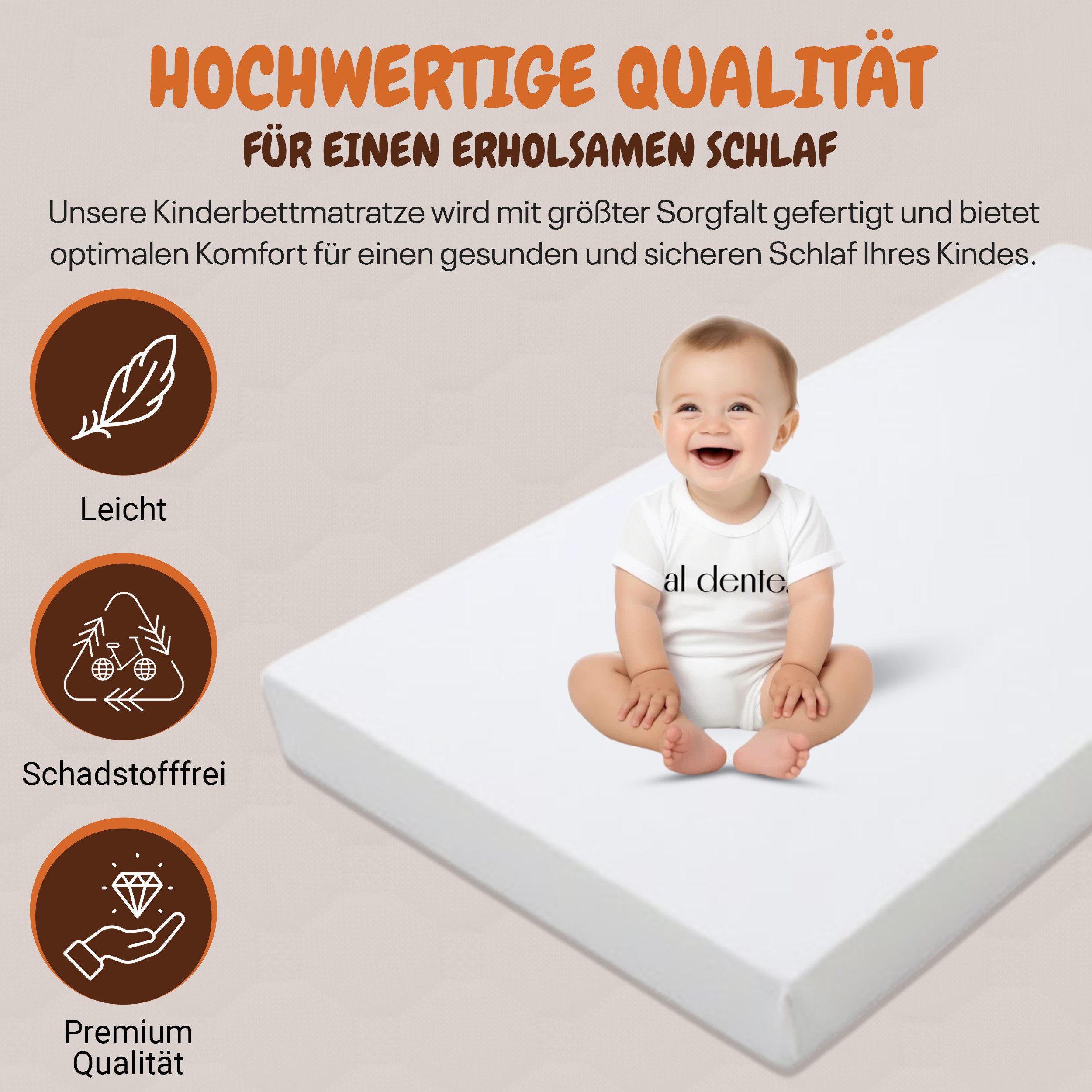 Kindermatratze Babymatratze mit Baumwollbezug, waschbar & rollbar–Allergike günstig online kaufen