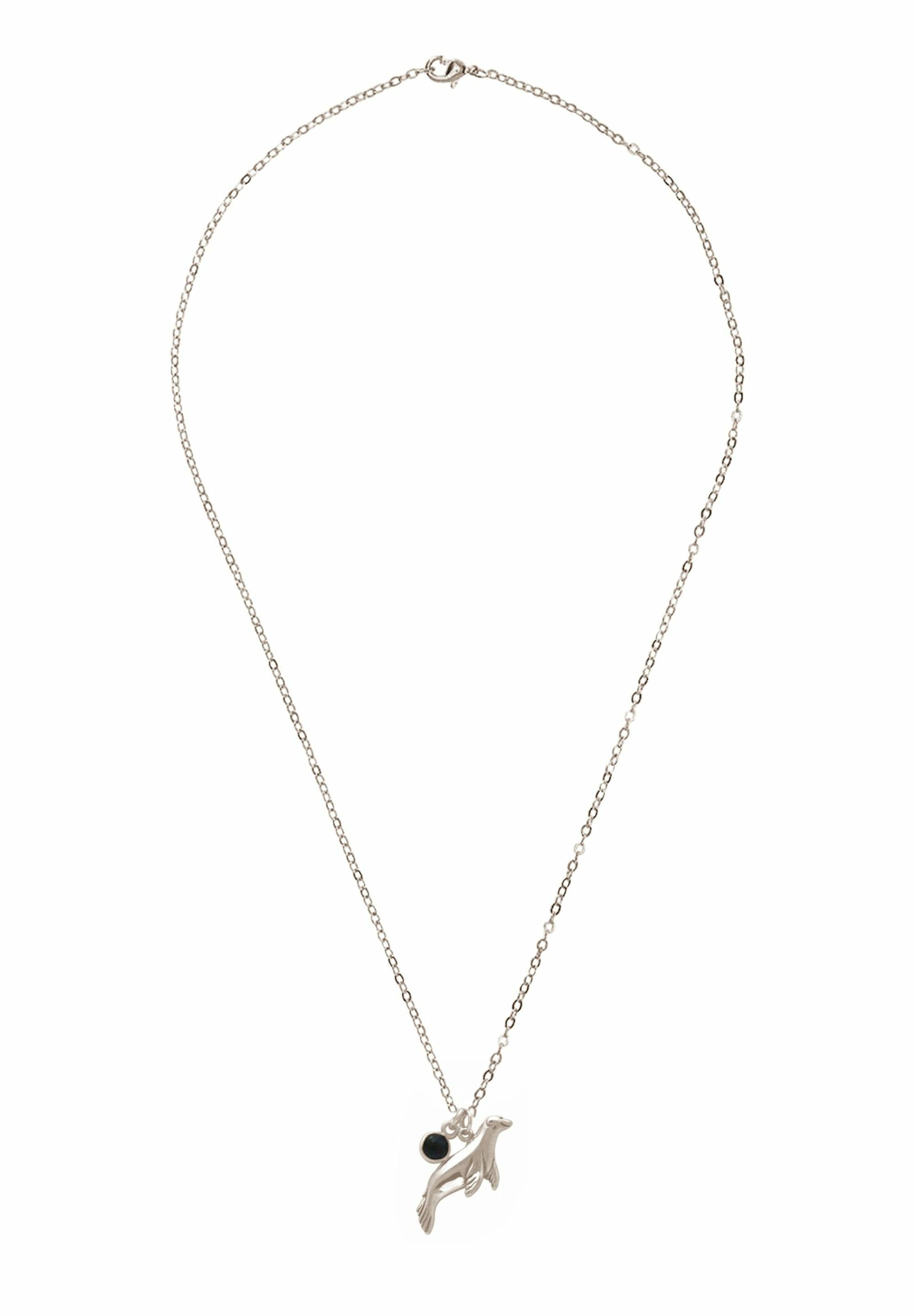 Gemshine Kette mit Anhänger Maritim Nautics Seelöwe Robben Saphir silver coloured | Halsketten