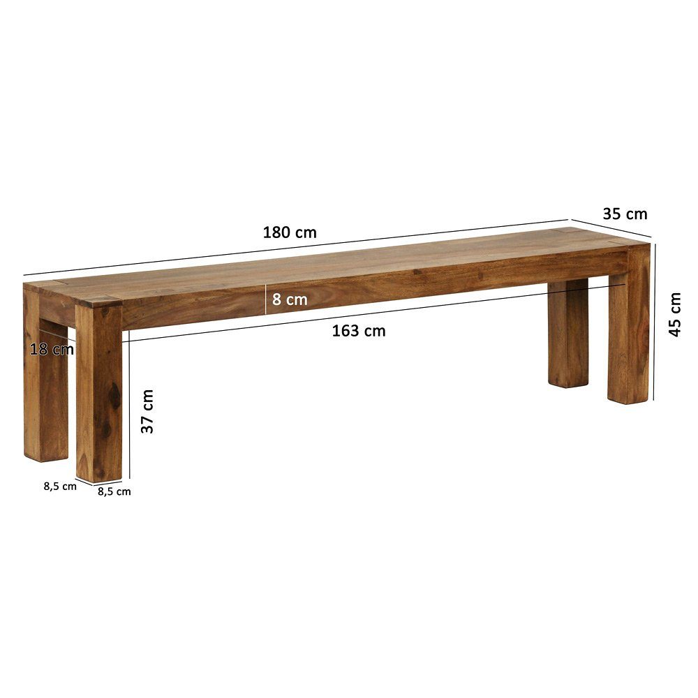 Küchenbank Lomadox Holz-Bank Natur-Produkt Landhaus-Stil Sheesham Sitzbank, 180/45/35cm