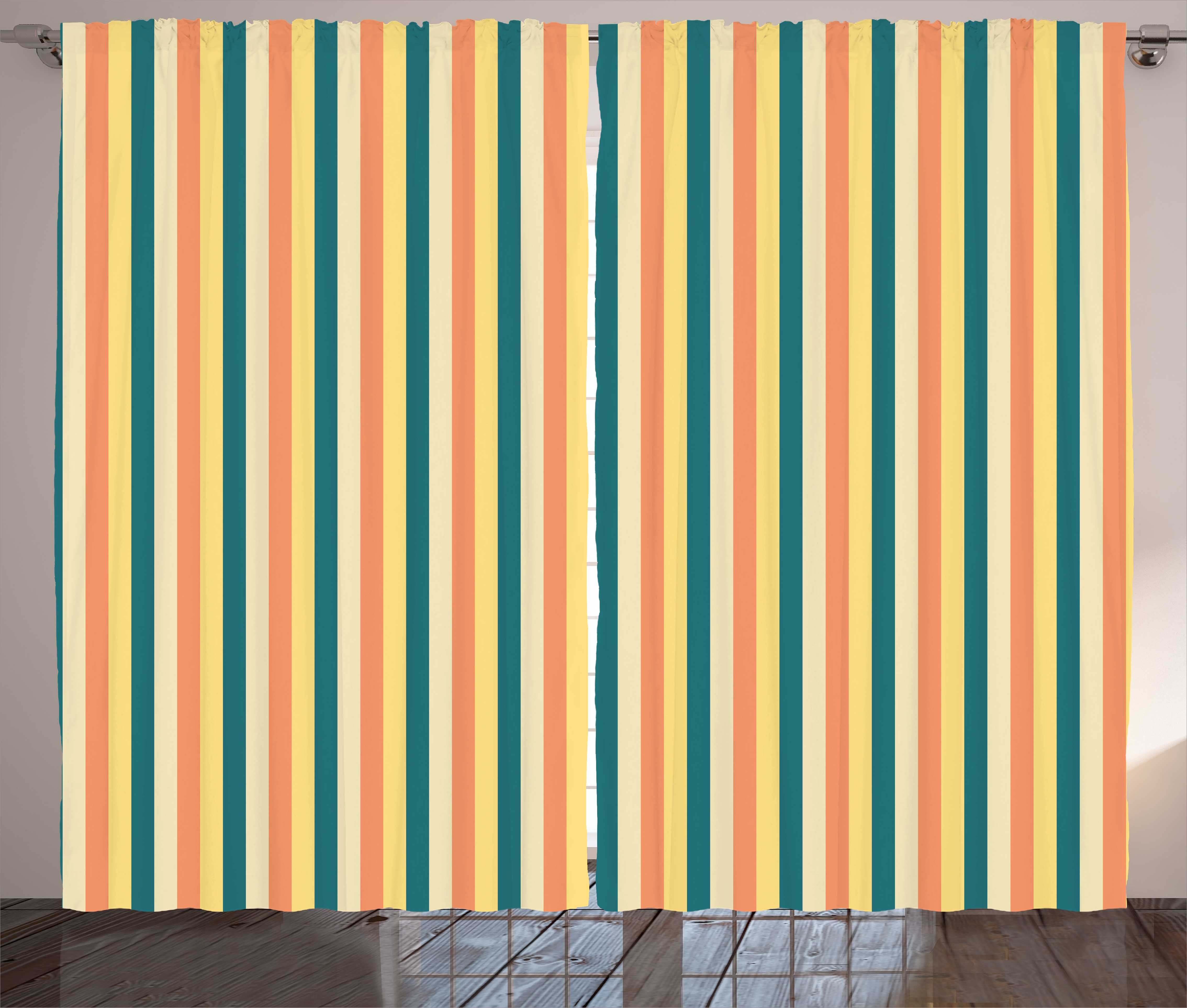 Gardine Schlafzimmer Kräuselband Vorhang mit Schlaufen und Haken, Abakuhaus, Geometrisch Bold Repeating Stripes