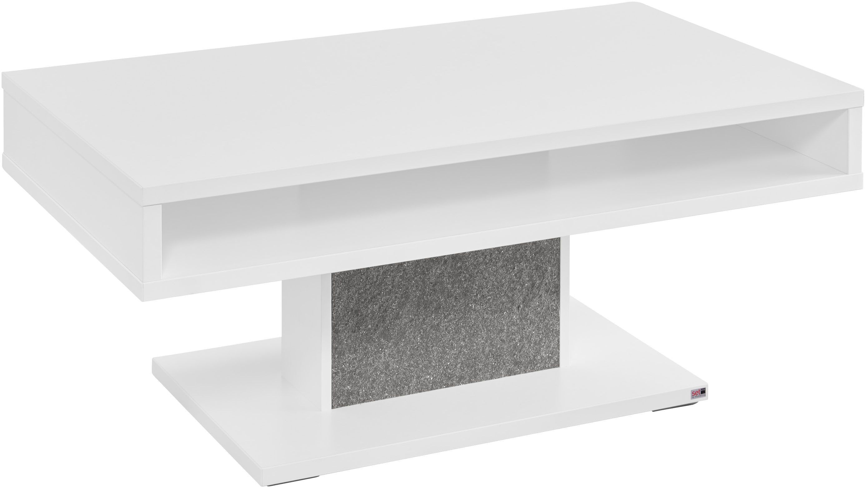 set one by Musterring Couchtisch Deltona, Standfuß mit Zierelement, offenes Fach, zwei Farben, B110 x T65 cm