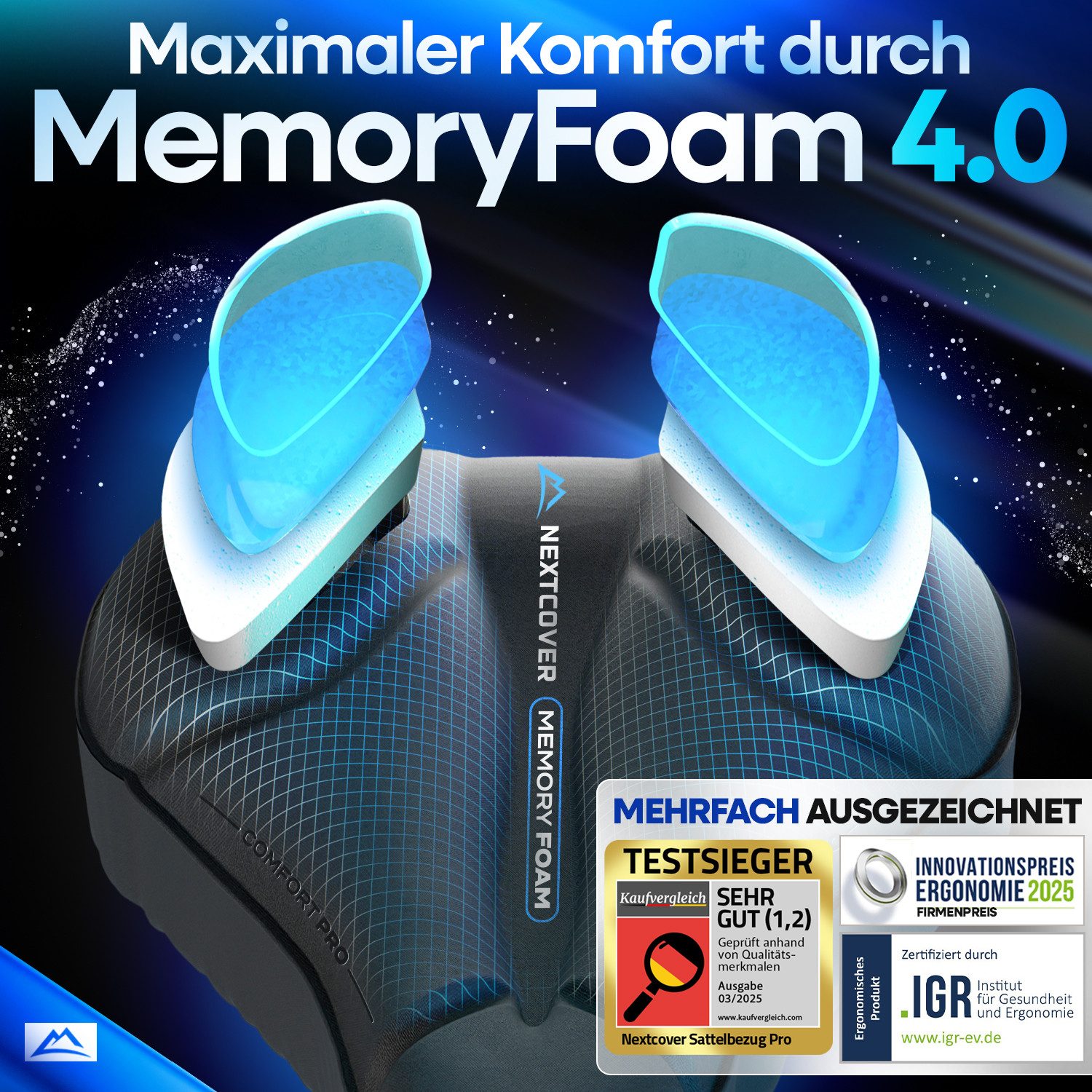 Nextcover Sattelbezug Nextcover® Fahrradsattel Überzug CoverPro mit [Memory Foam 4.0]