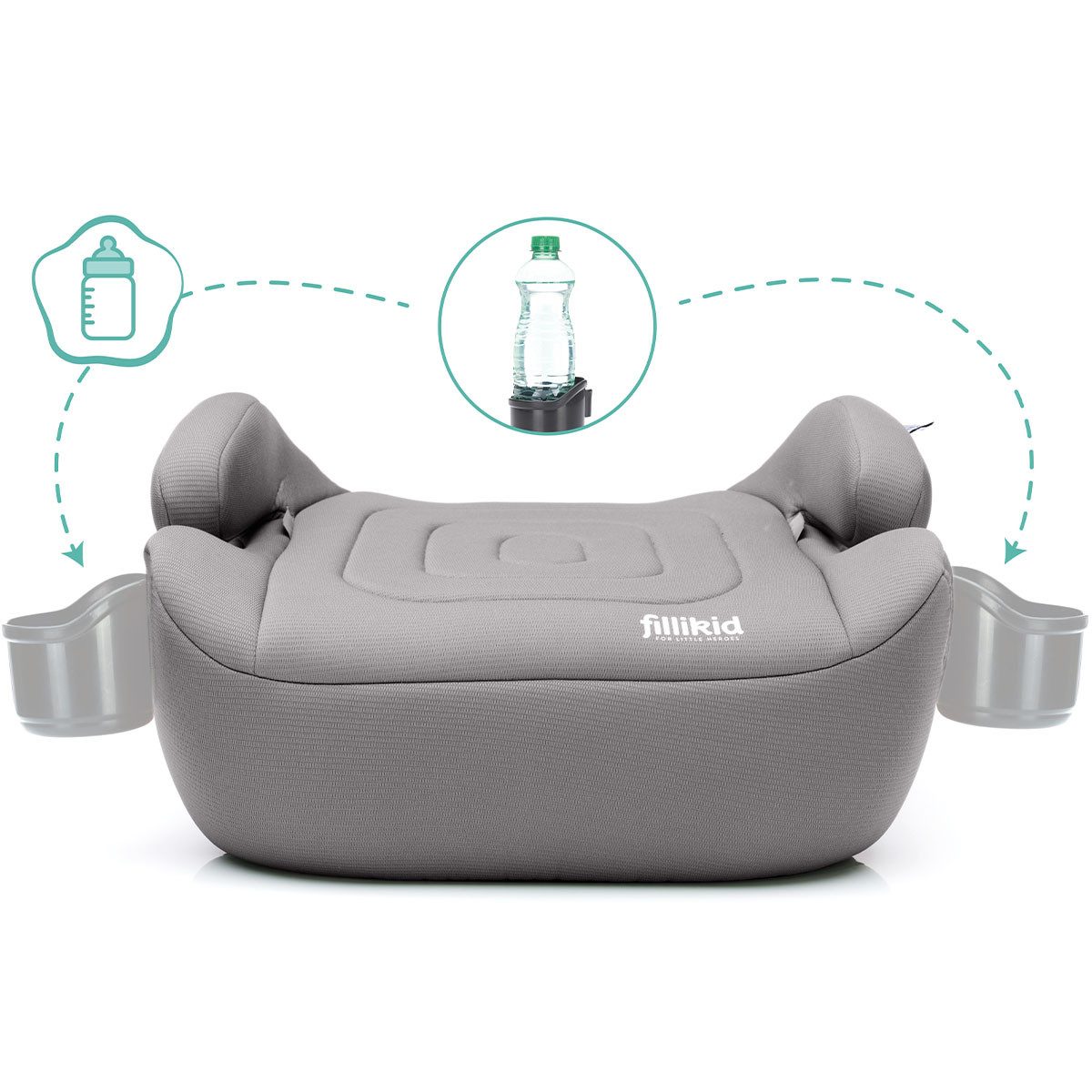 Fillikid Kindersitzerhöhung Fillikid Sitzerhöhung Flip Deluxe Auto grau, ab: 3 Jahren, bis: 12 Jahre – Bild 3 von 5