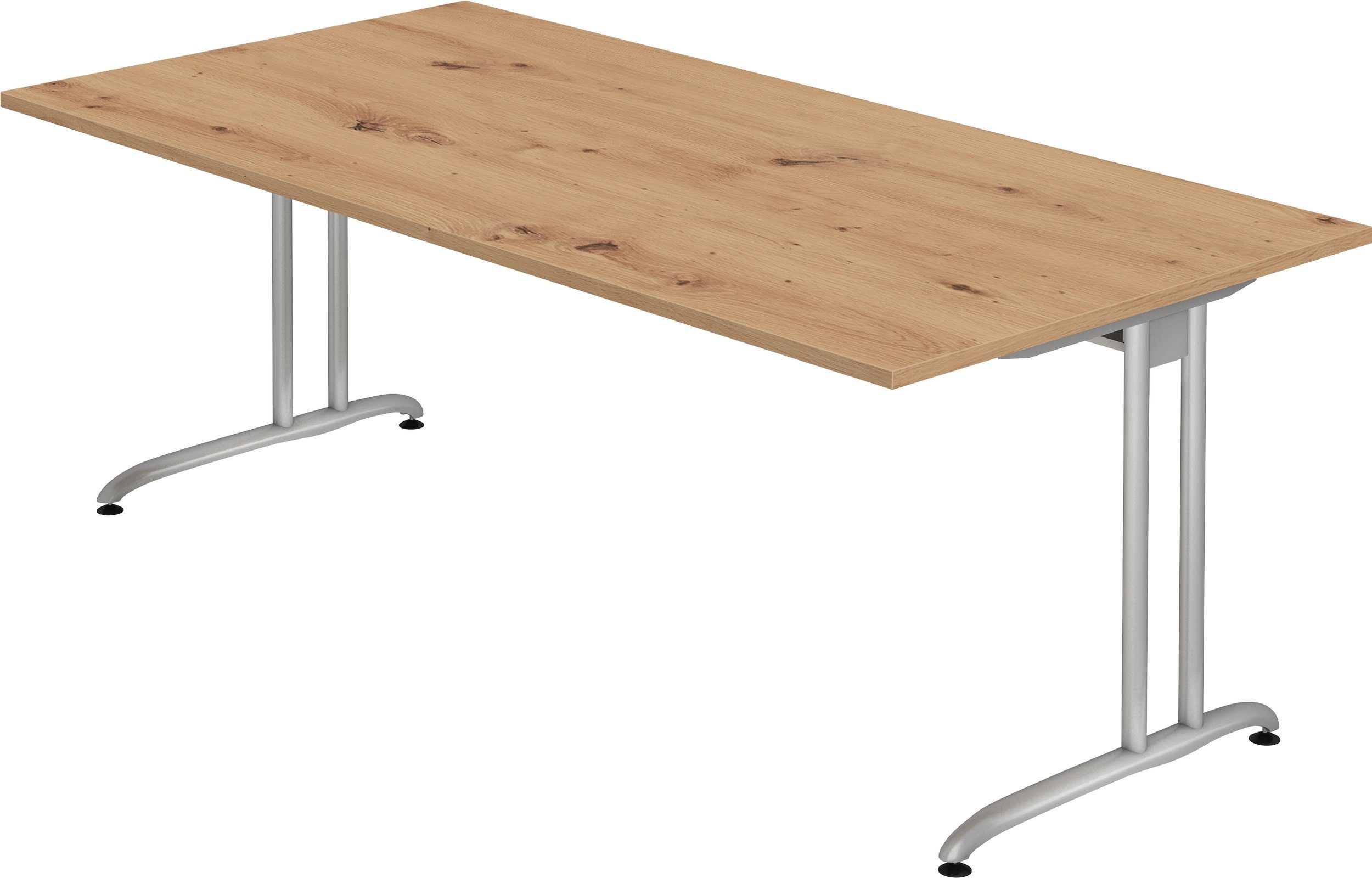 bümö Schreibtisch Schreibtisch Serie-B, Rechteck: 200 x - Dekor: Asteiche cm 100