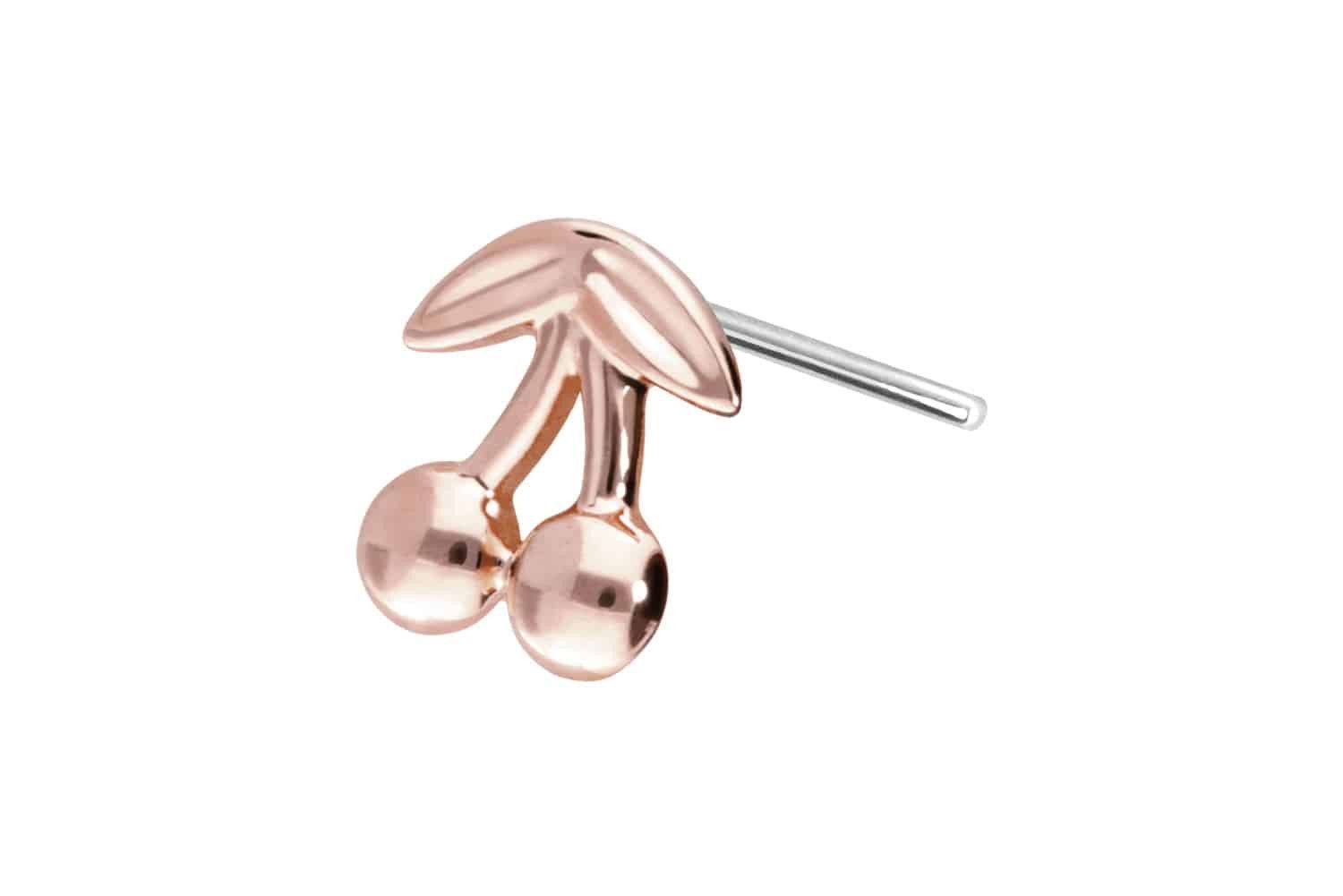 Piercing-Set 14 Karat Gold Aufsatz mit Titan Push Pin KIRSCHEN