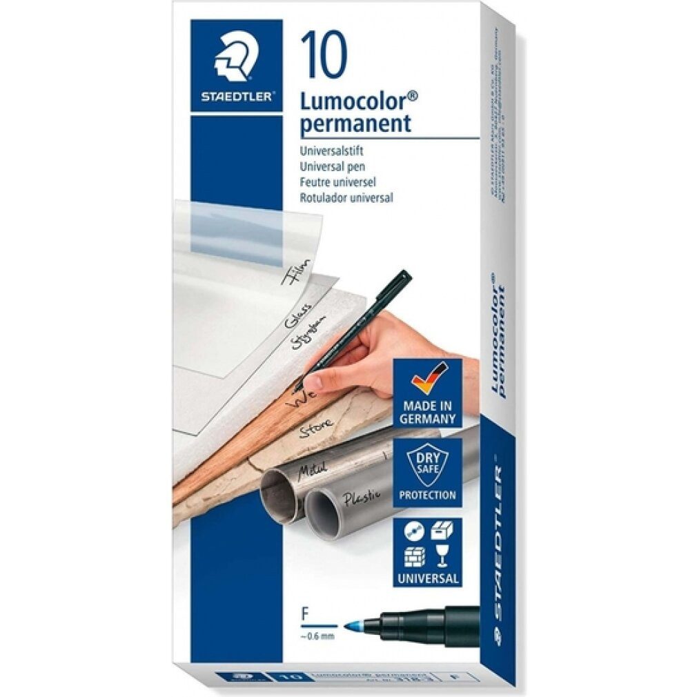 STAEDTLER Marker 10 Lumocolor Folienstifte blau 0,6 mm permanent