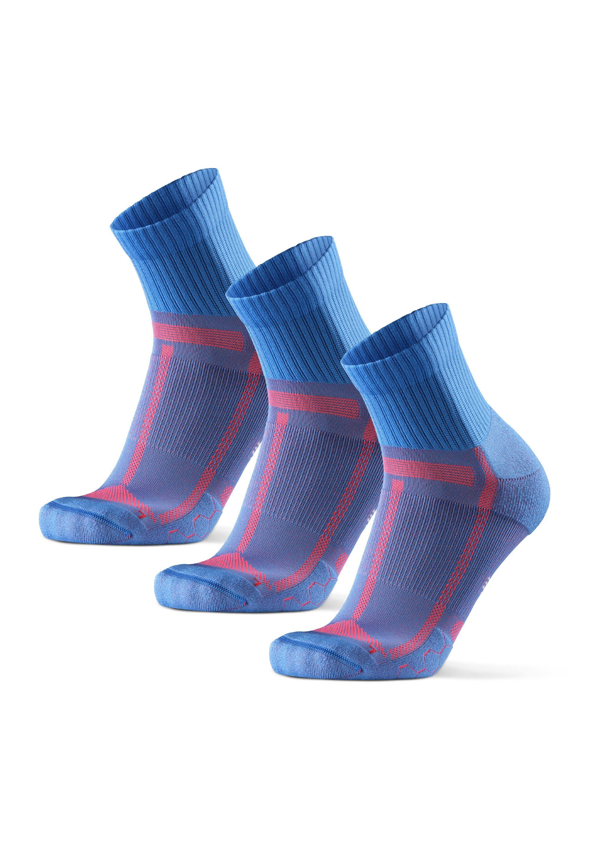 DANISH ENDURANCE Laufsocken Long Distance Running Socks (Packung, 3-Paar) Anti-Blasen, Technisch light blue/orange