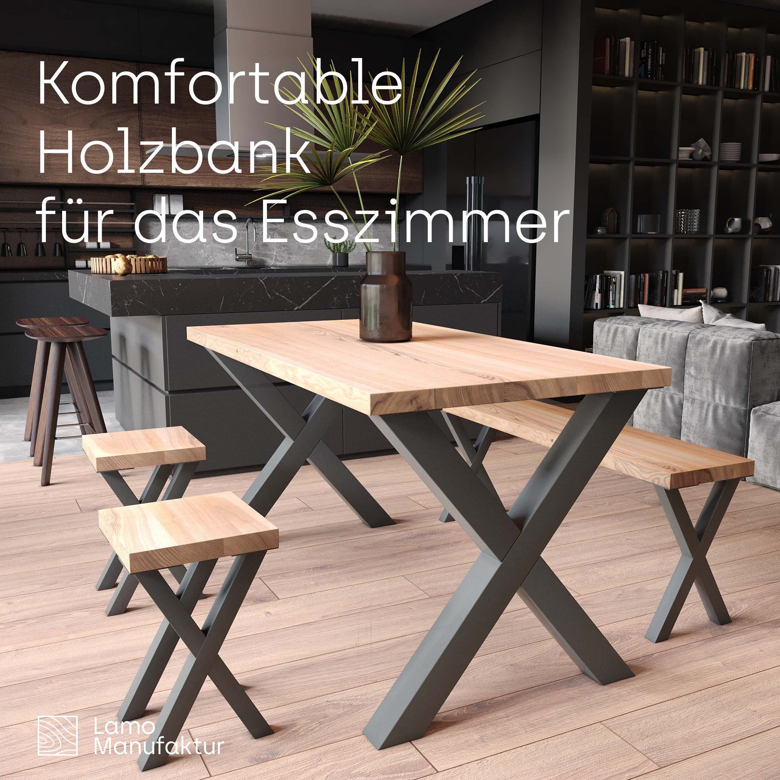LAMO Manufaktur Sitzbank LSB Sitzbank (Komplett-Set, 3-Teilig), 40mm stake Massivholzplatte – Bild 5 von 5