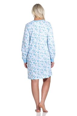Normann Nachthemd Damen Nachthemd langarm mit Bündchen an den Ärmeln in floraler Optik