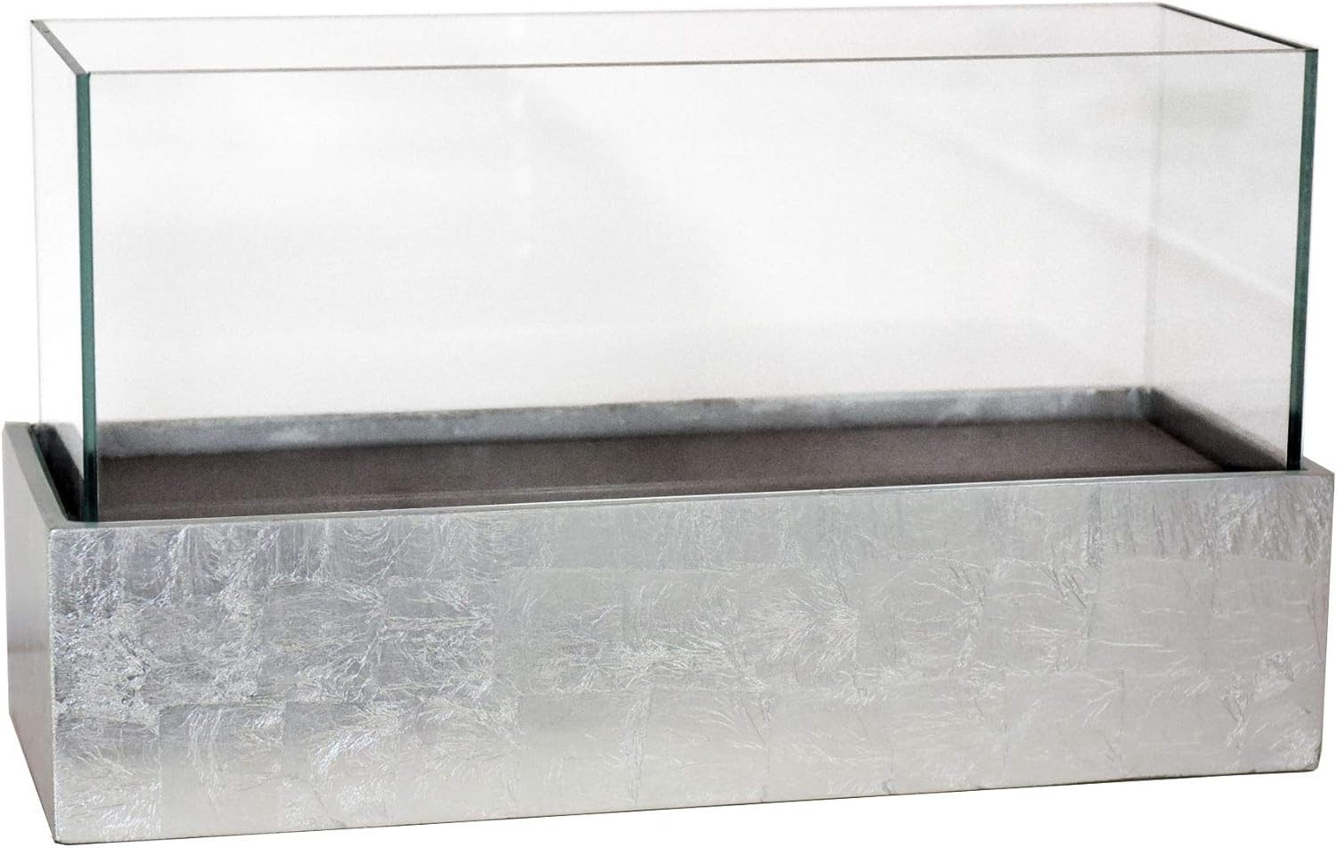 VIVANNO Windlicht Fiberglas CANDELITO Rechteckig - Silber Hochglanz (1 St), 50x20x29 cm