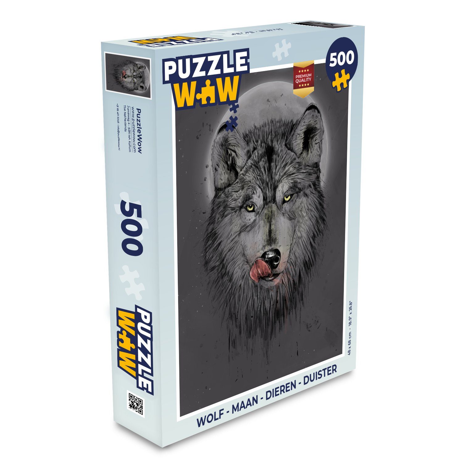 MuchoWow Puzzle Wolf - Mond - Tiere - Dunkelheit, 500 Puzzleteile, Foto- Puzzle, Bilderrätsel, Puzzlespiele, Spielzeug