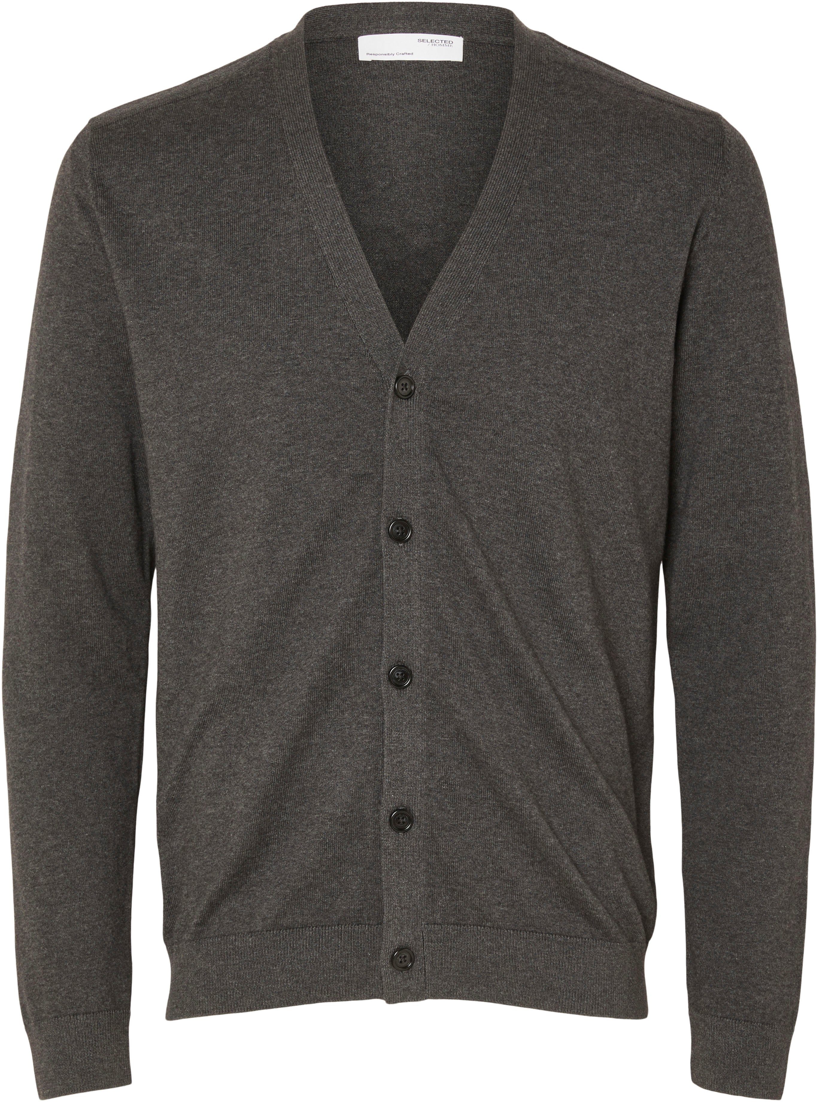 NOOS SELECTED V-NECK SLHBERG HOMME antracit CARDIGAN LS Strickjacke KNIT