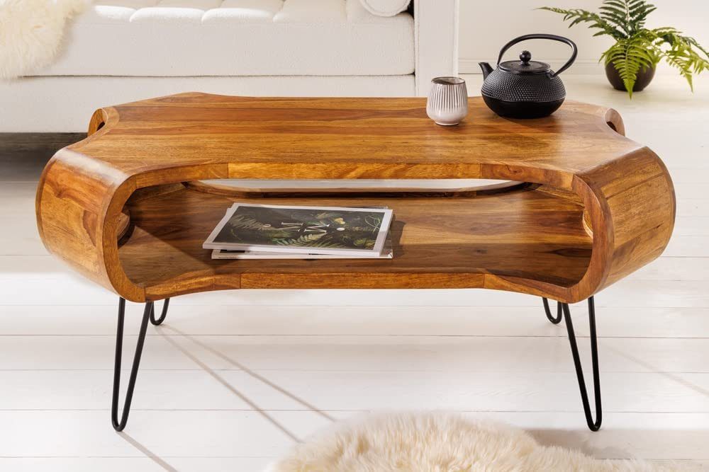 LebensWohnArt Couchtisch Design Couchtisch LIVE-RANIC ca.100cm Massivholz Palisander
