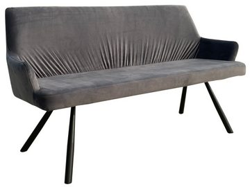 bene living Sofa Modena - 165 cm - Samt - grau, Samtbezug - Metall-Gestell - hohe Rückenlehne - Armlehnen - Esszimmer