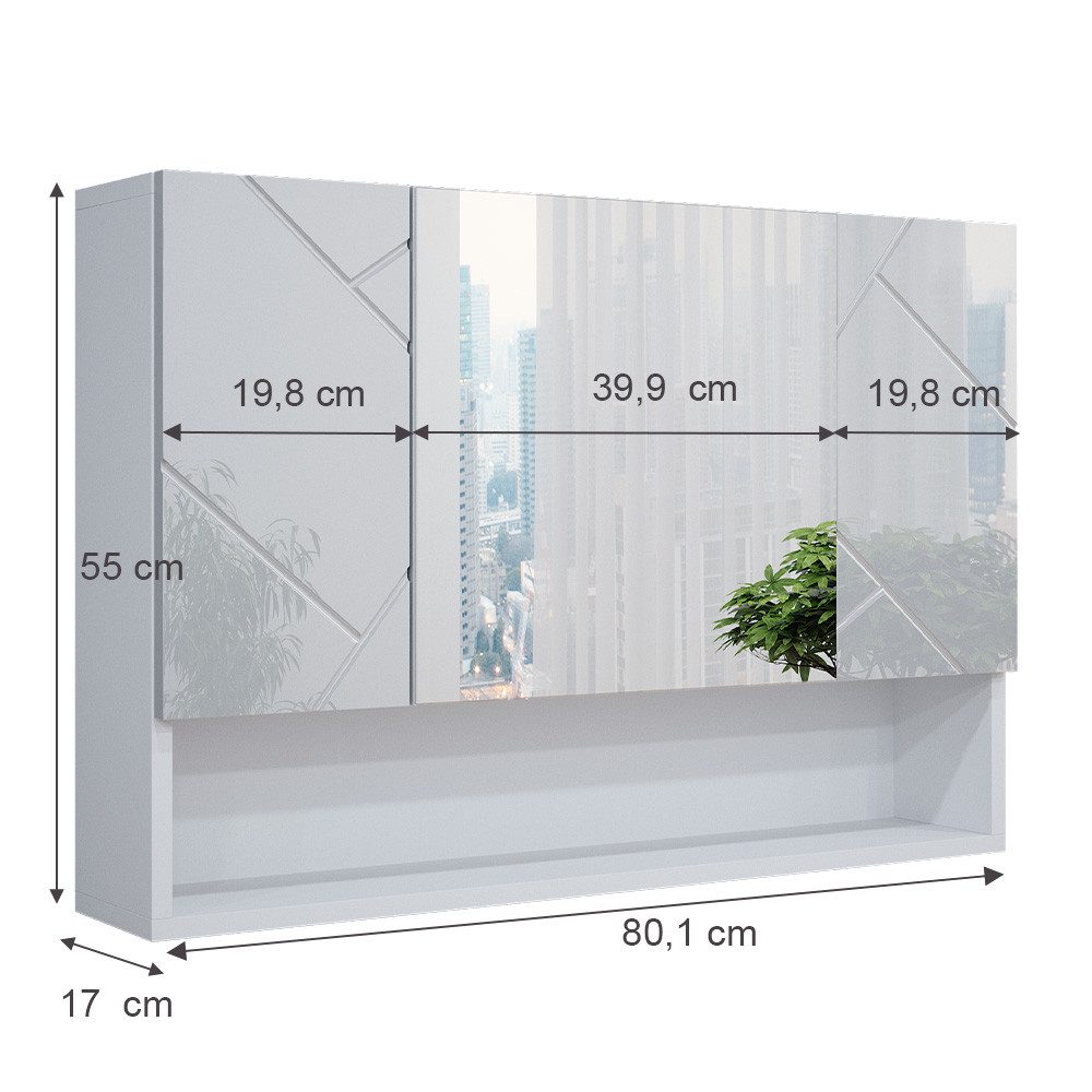 Vicco Badezimmerspiegelschrank Irma, Weiß Hochglanz, 80 x 55 cm (1-St)