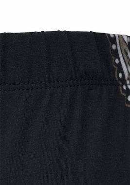 LASCANA Caprileggings mit Zierbändern am Beinabschluss, Allover-Druck, 3/4-Länge