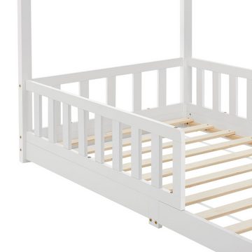 Juskys Kinderbett Marli, 90x200 cm, 3 - 10 Jahre, Rausfallschutz, inkl. Matratze