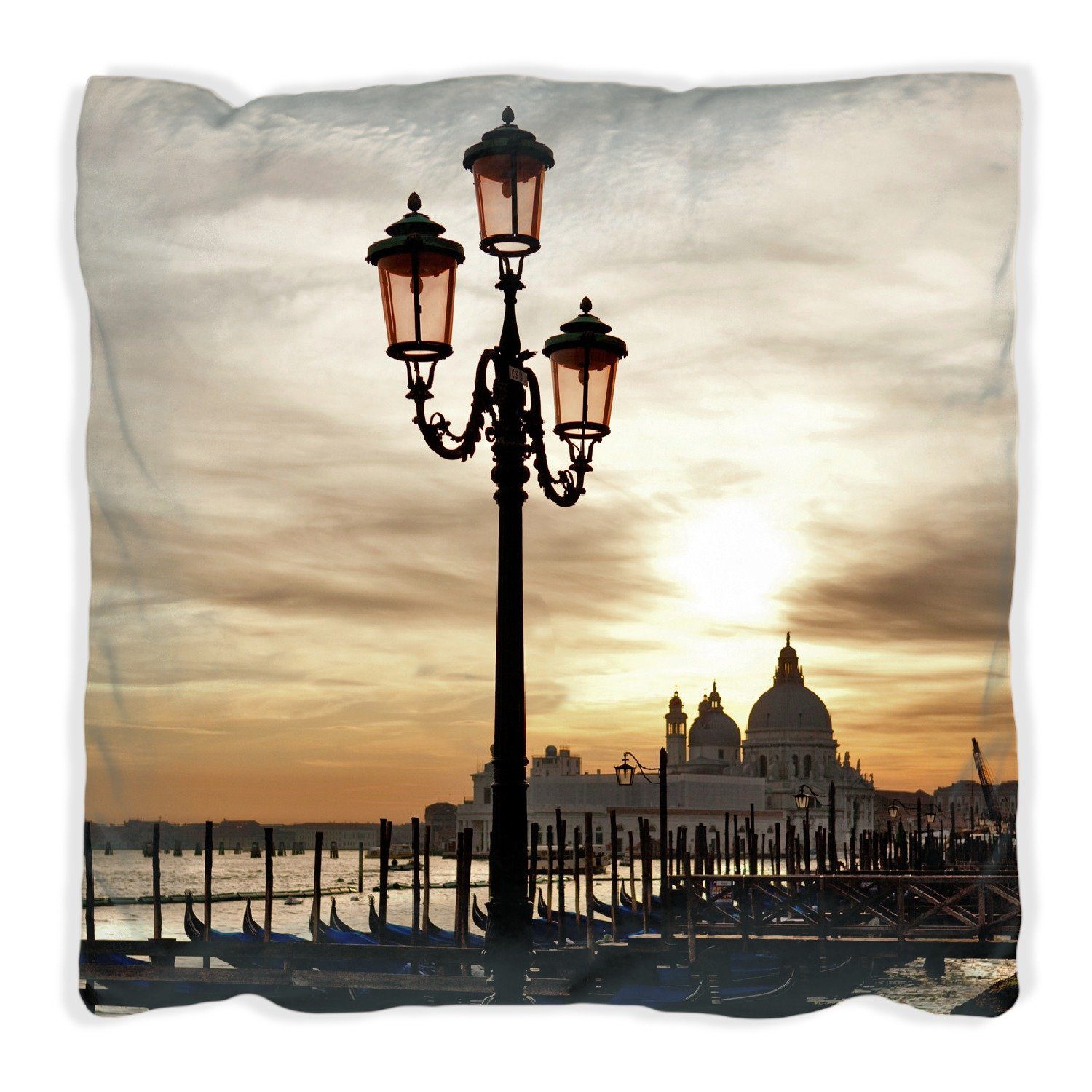 handgenäht Sonnenuntergang, bei Dekokissen Venedig - Wallario Lagune