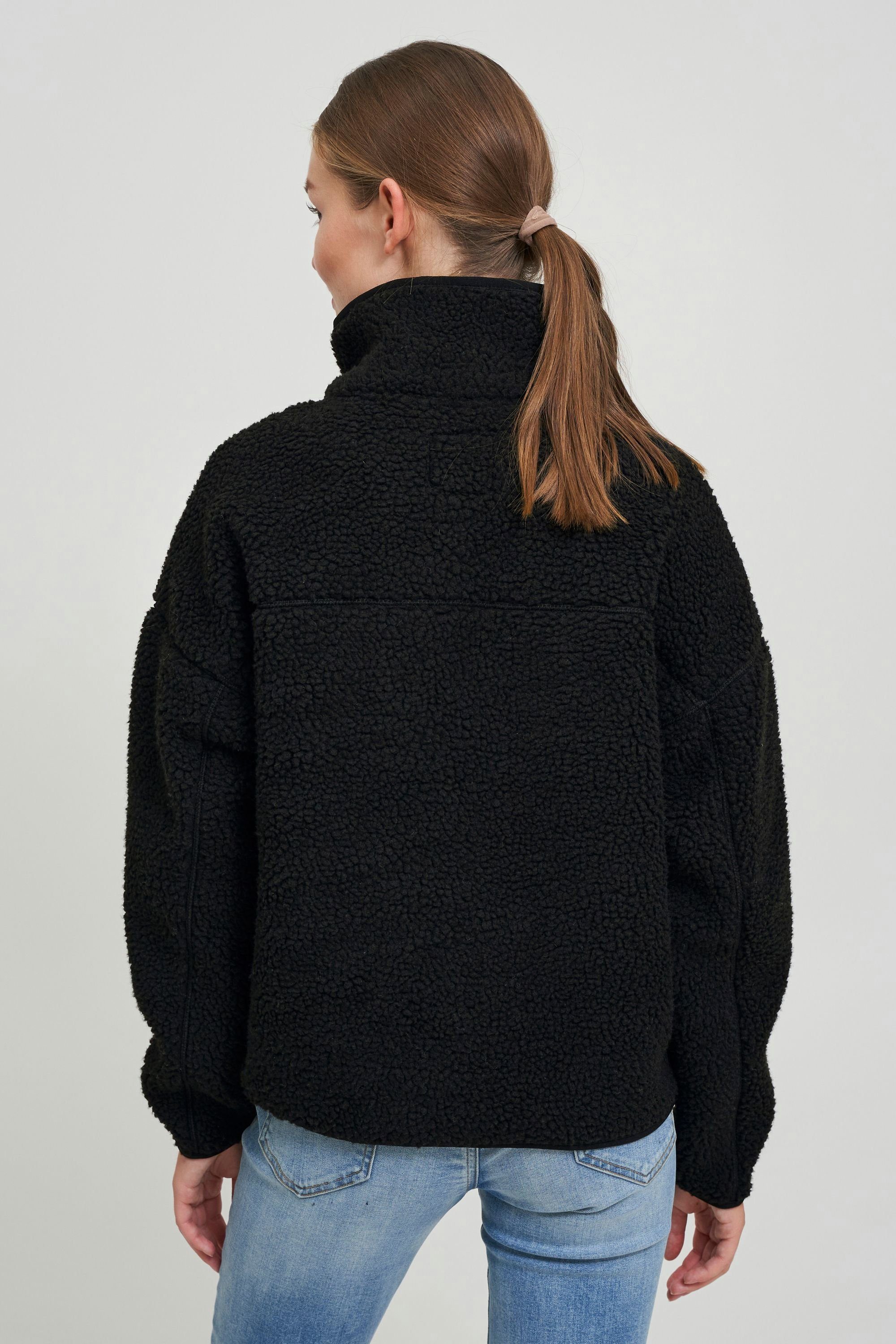 Plüschjacke Stehkragen mit Black OXTonje OXMO (194007) Teddyjacke