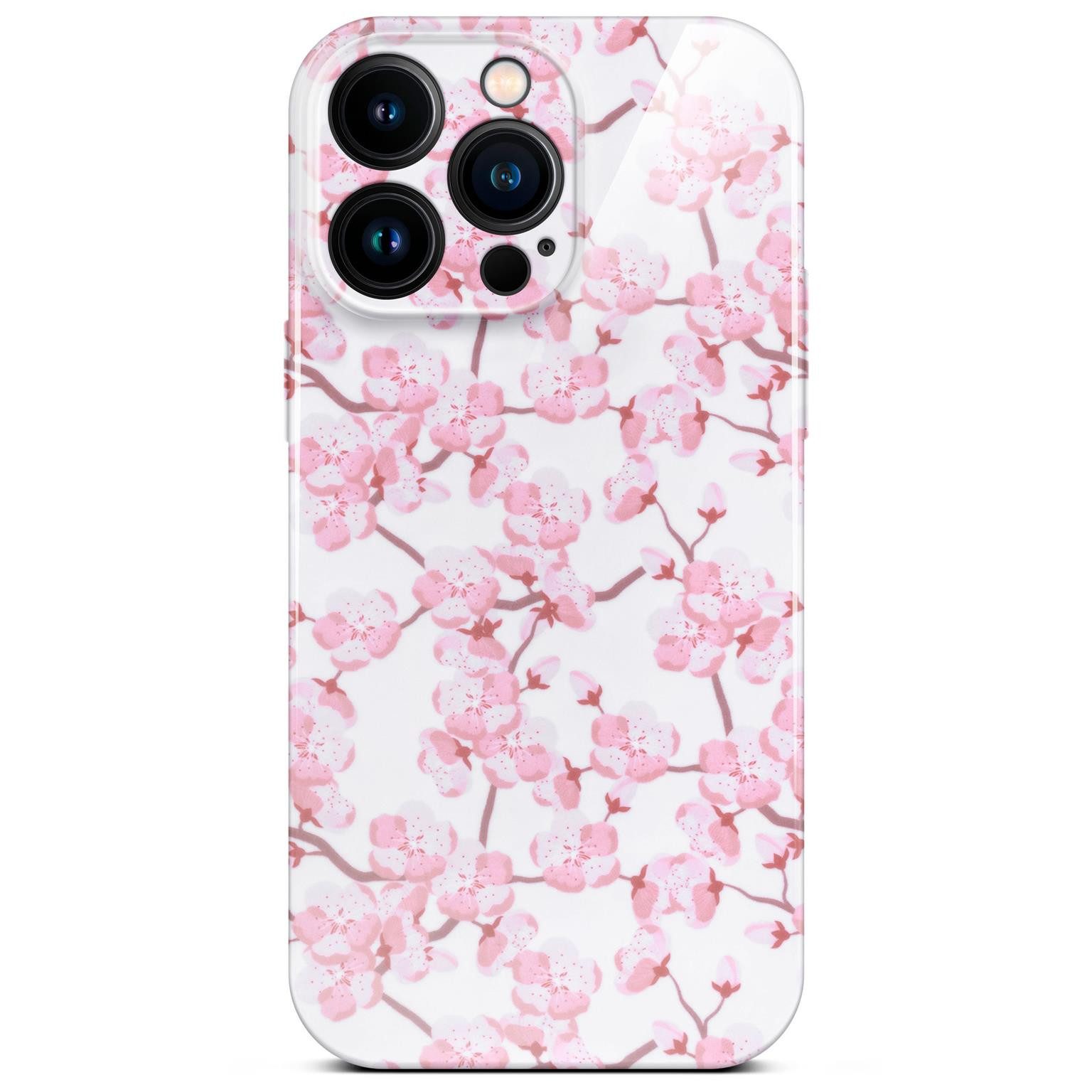 ONEFLOW Handyhülle für iPhone 14 Pro Max Hülle dünn Flower Cover Kirschblüten 6,7 Zoll, Blumen Muster Handy Schutzhülle in Floral Design Case mit Kameraschutz