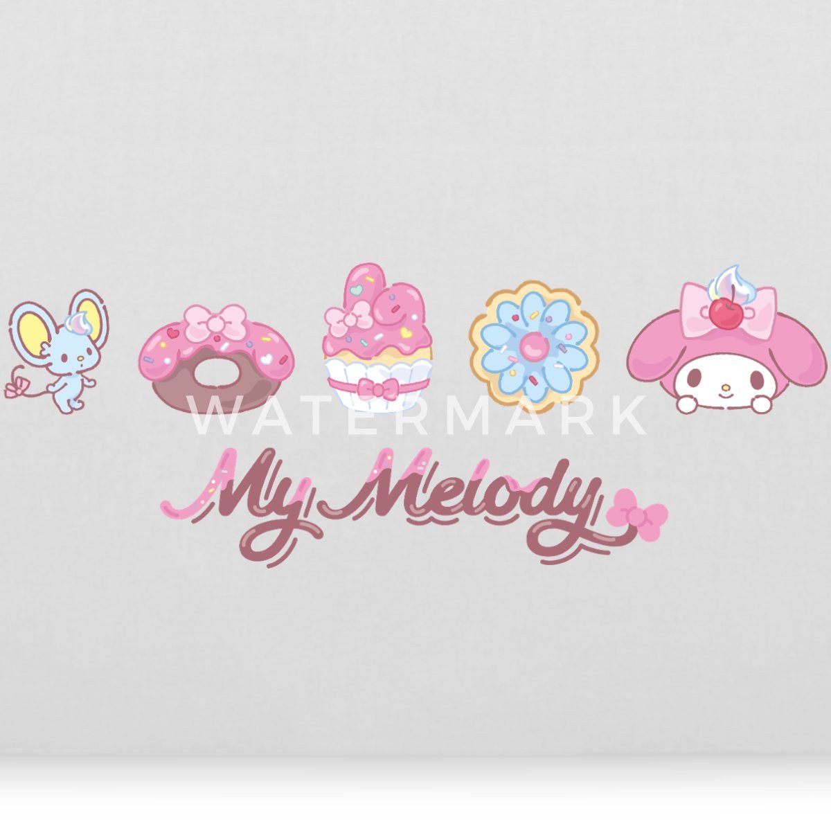 Spreadshirt Henkeltasche My Melody Mit Flat Und Gebäckstücken Stoffbeutel (1-tlg)