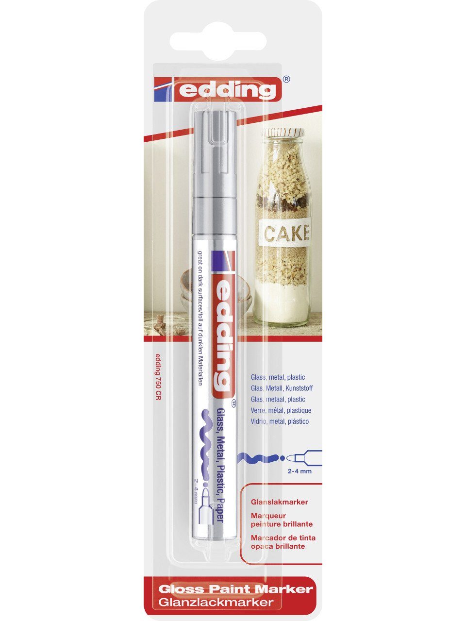 edding Collegeblock edding 750 gloss paint marker silber