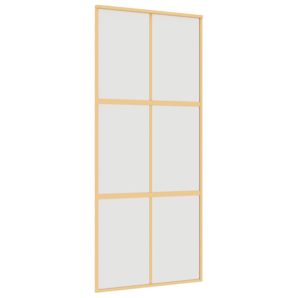 vidaXL Haustür Schiebetür Golden 90x205 cm Matt ESG-Glas und Aluminium (1-St)