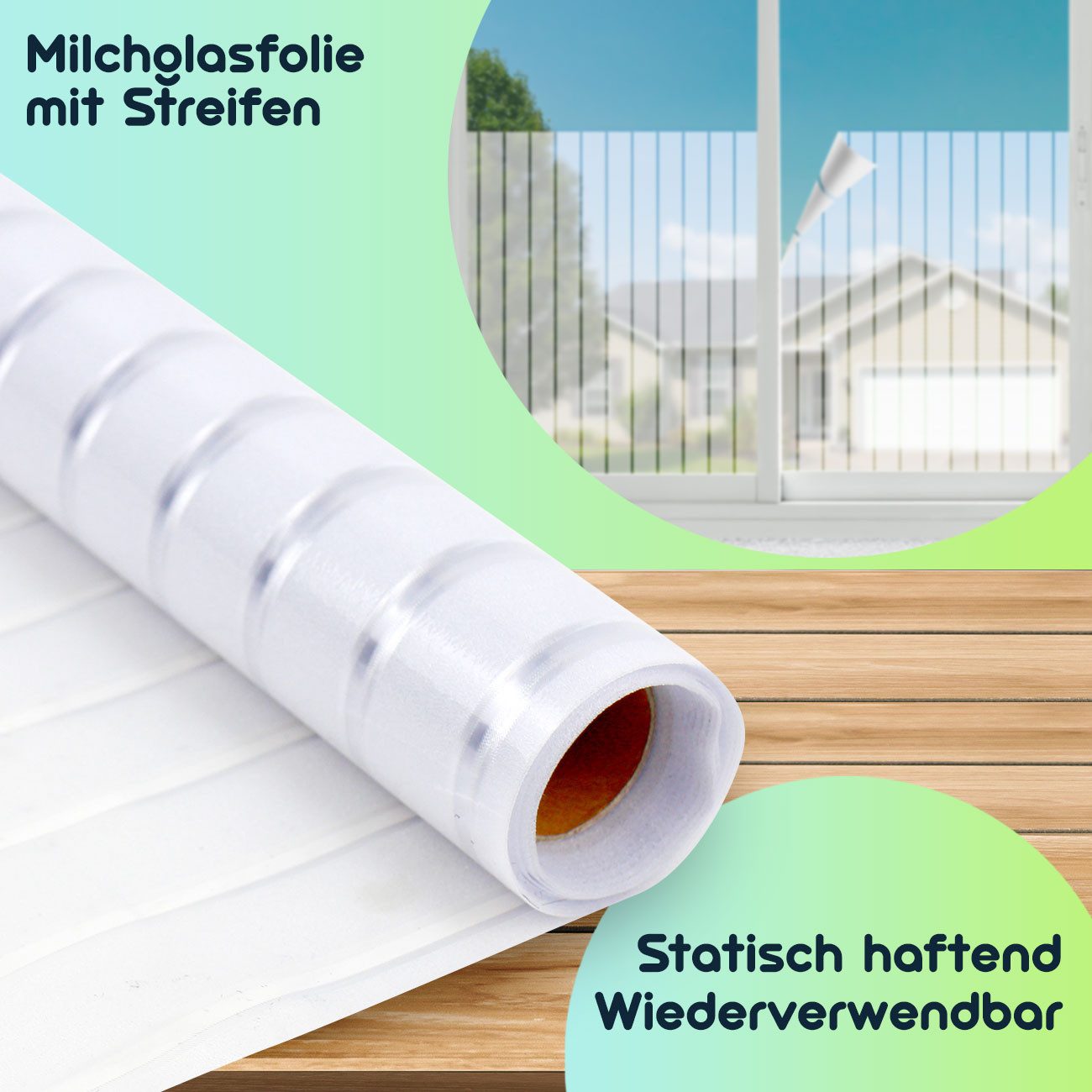 Casativo Sichtschutzfolie Casativo 2er-Set Milchglasfolie Streifen 50x200cm, (1-St), Milchglasfolie für Badezimmer, Toilette, Duschkabine