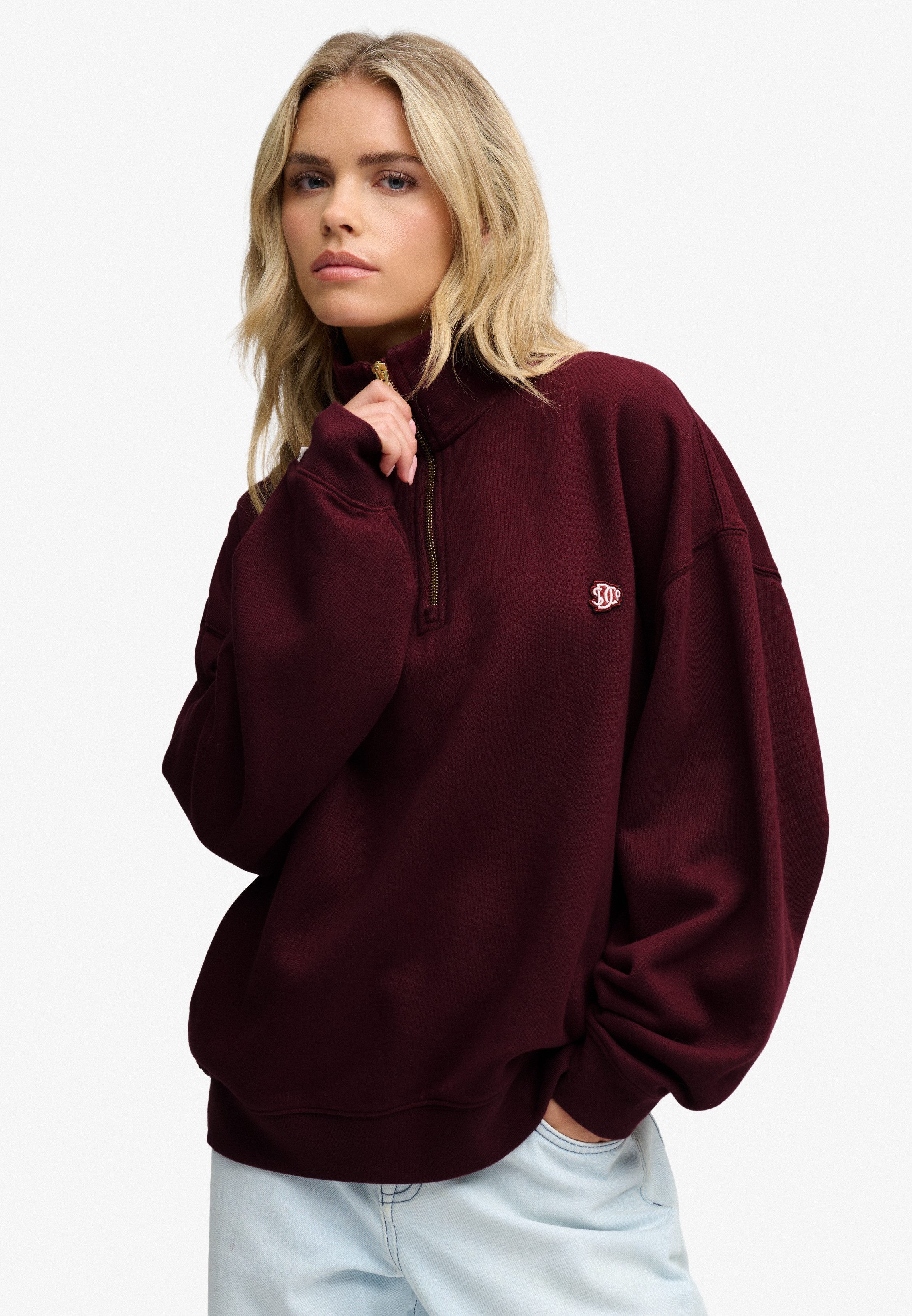 Superdry Sweatshirt MONOGRAM HALF ZIP SWEAT Baumwollmischung, relaxed fit