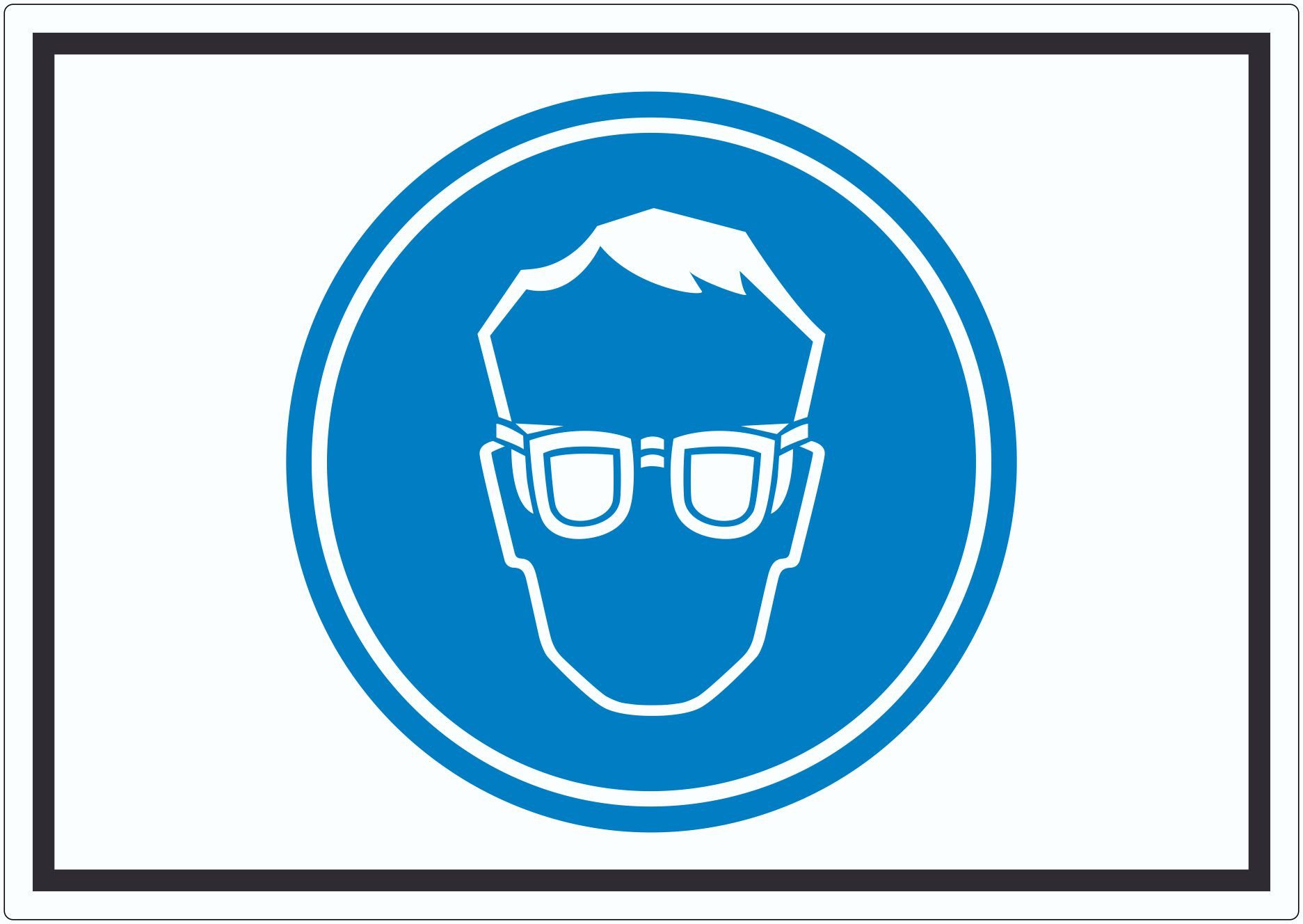 HB-Druck Aufkleber Schutzbrille tragen Symbol Aufkleber, wetterfest, UV-beständig, kratzfest