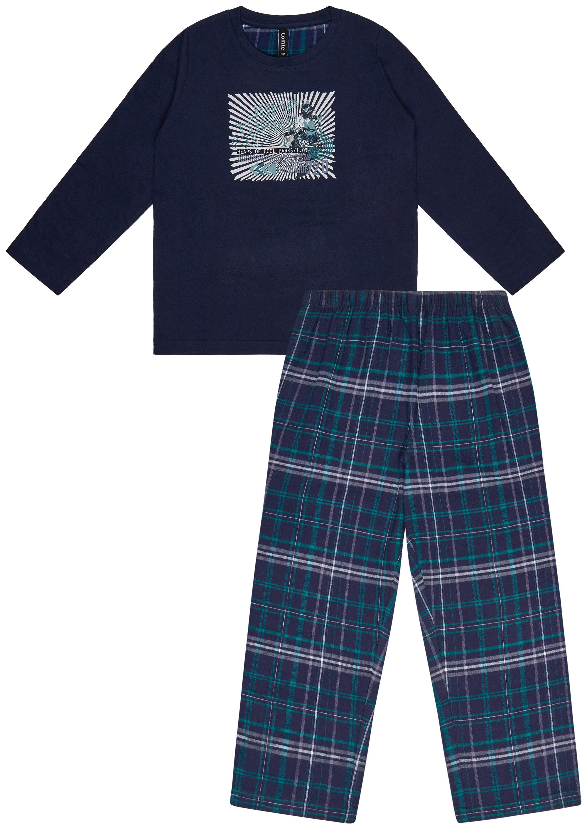 Comte Schlafanzug Iceberg Buddies (Set, 2 tlg., 2-teilig) Jungen Pyjama lang Langarm Baumwolle Webflanell-Hose Winter