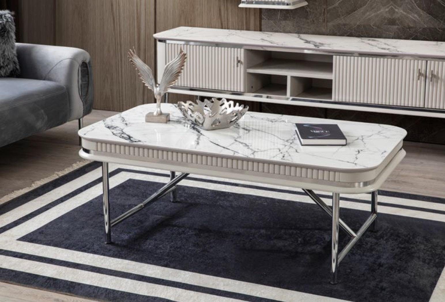 JVmoebel Couchtisch Couchtisch Tisch Design Tische Wohnzimmer Holztisch Metall Weiß