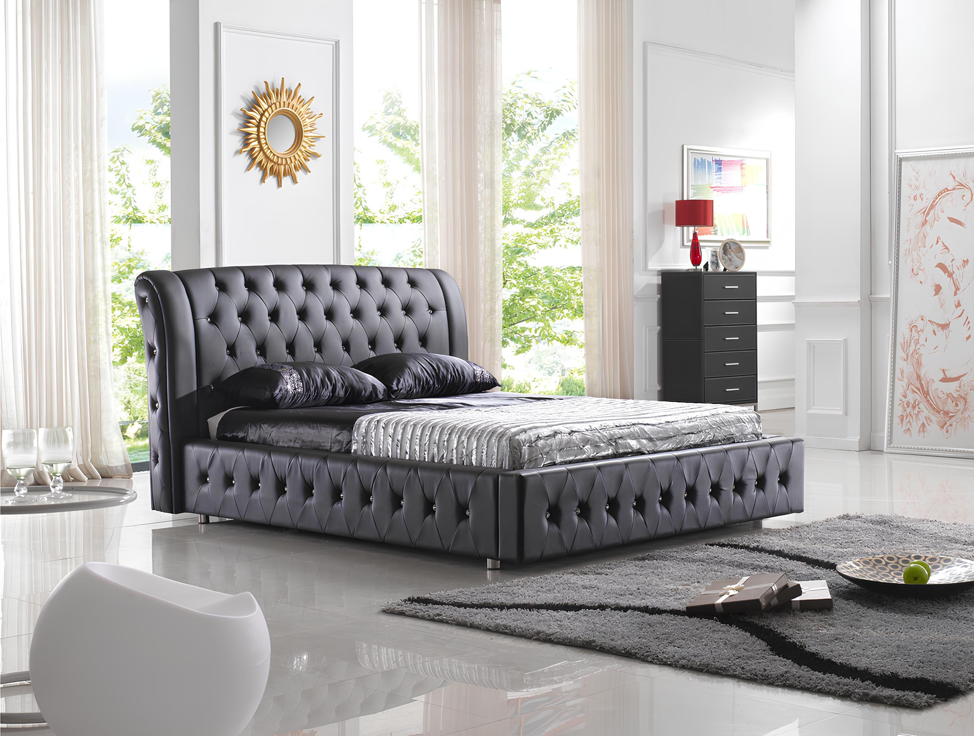 JVmoebel Bett POLSTERBETT LEDERBETT BETT BETT MODELL S-9270 black 160/180/200X220CM (BETT MODELL " NO.S-9270 black), Made in Europa