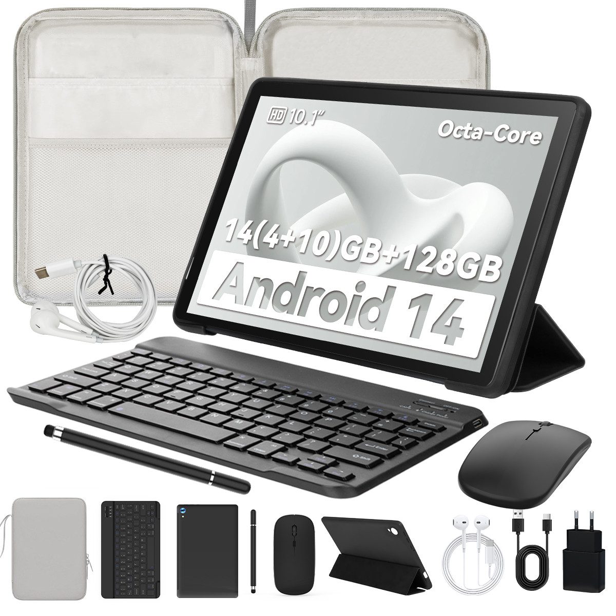 10.1 Tablet mit Tastatur, Schutzhülle, Maus, Stylus, 1280 * 800 IPS HD Tablet