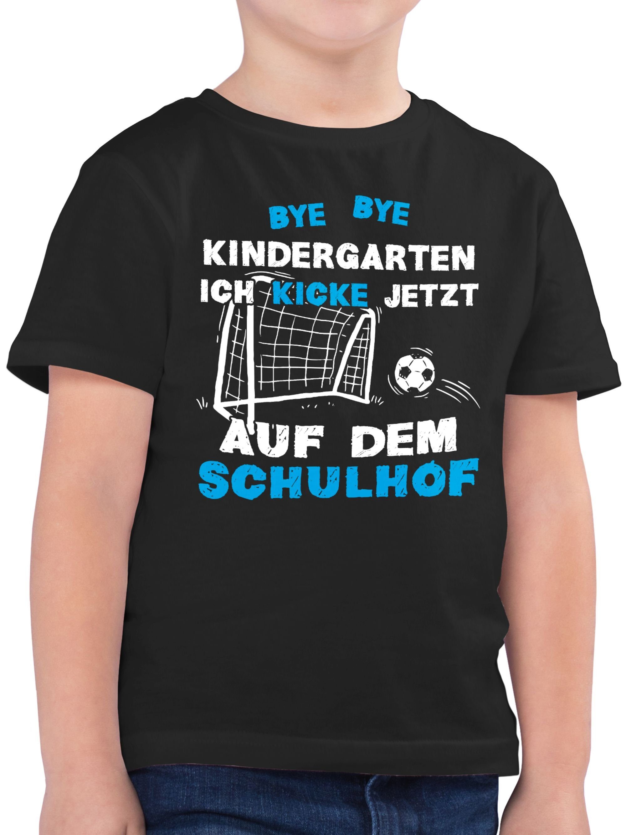 2 Kindergarten Junge Fußball Geschenke Bye Schwarz Einschulung Bye Schulanfang Shirtracer Kick T-Shirt Schulhof