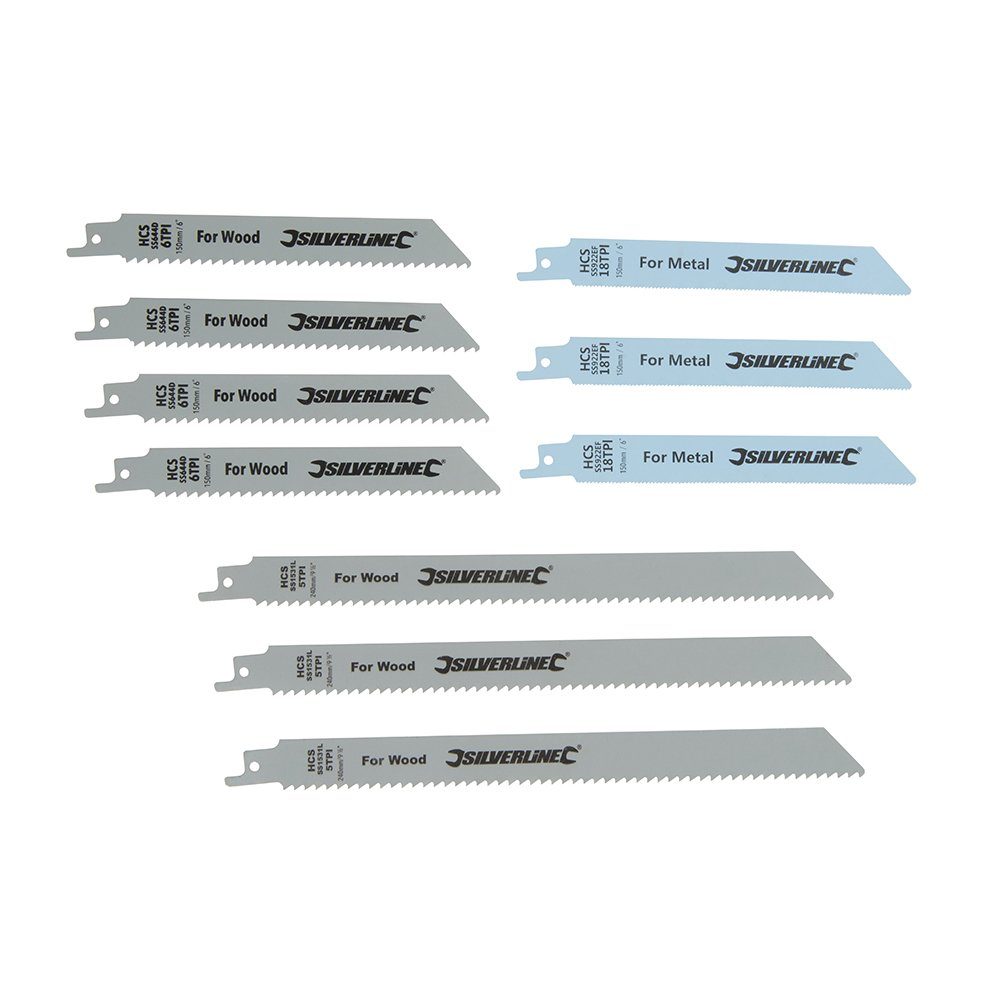 Silverline Säbelsägeblatt Säbelsägeblätter für Holz und Metall 10 tlg.