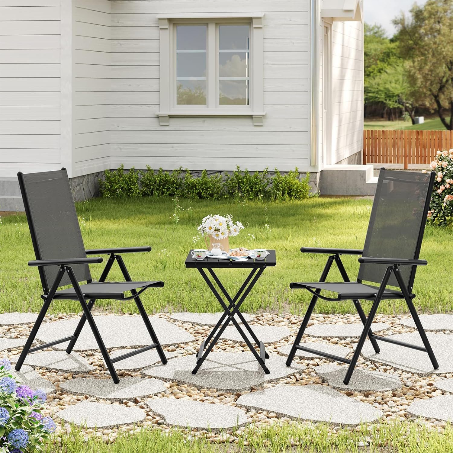 EUGAD Gartenstuhl (4 St), klappbar, 7-Fach verstellbare Rückenlehne, wetter günstig online kaufen