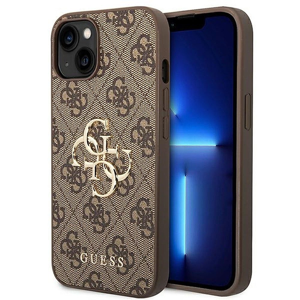 Guess Handyhülle Hardcase Schutzhülle 6,1", Guess 4G Logo, Kunstleder-Optik, Hardcase