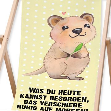 Mr. & Mrs. Panda Gartenliege Quokka Happy - Gelb Pastell - Geschenk, Strandliege, Gartenliege, Gut, 1 St., Höhenverstellbar