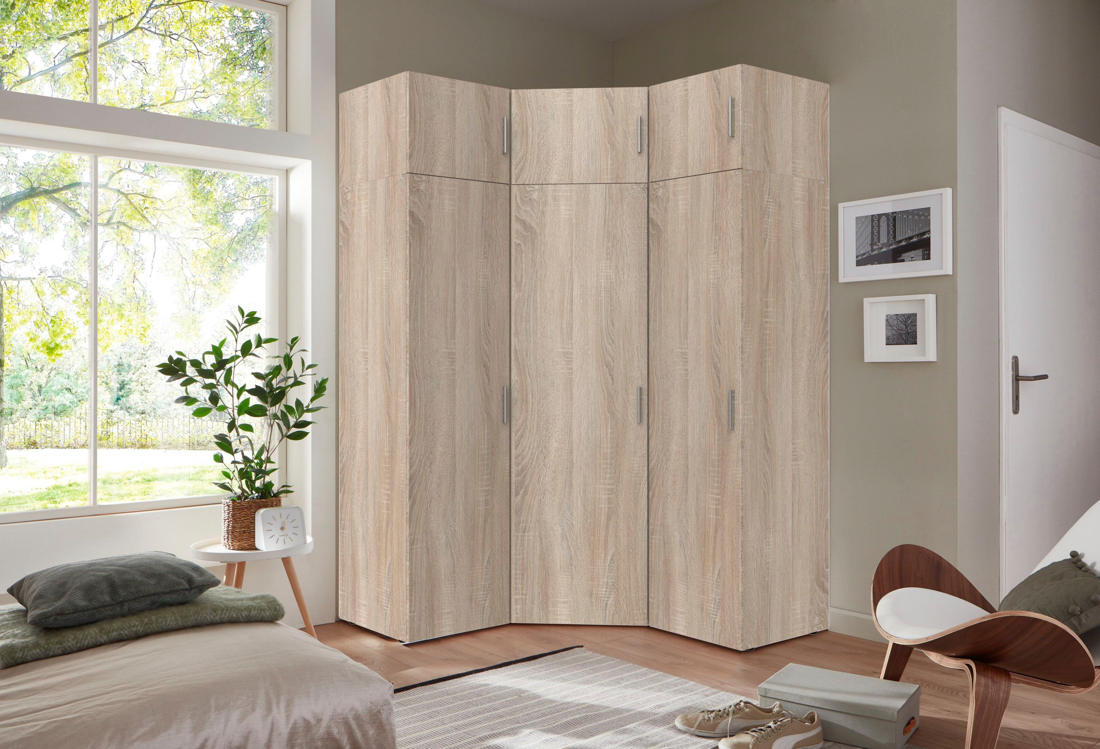 Wimex Schranksystem Münster (Spar-Set, 6tlg: Eckschrank+ 2 Schränke 50cm breit+ 3 Aufsatzmodule) Mehrzweckschrank