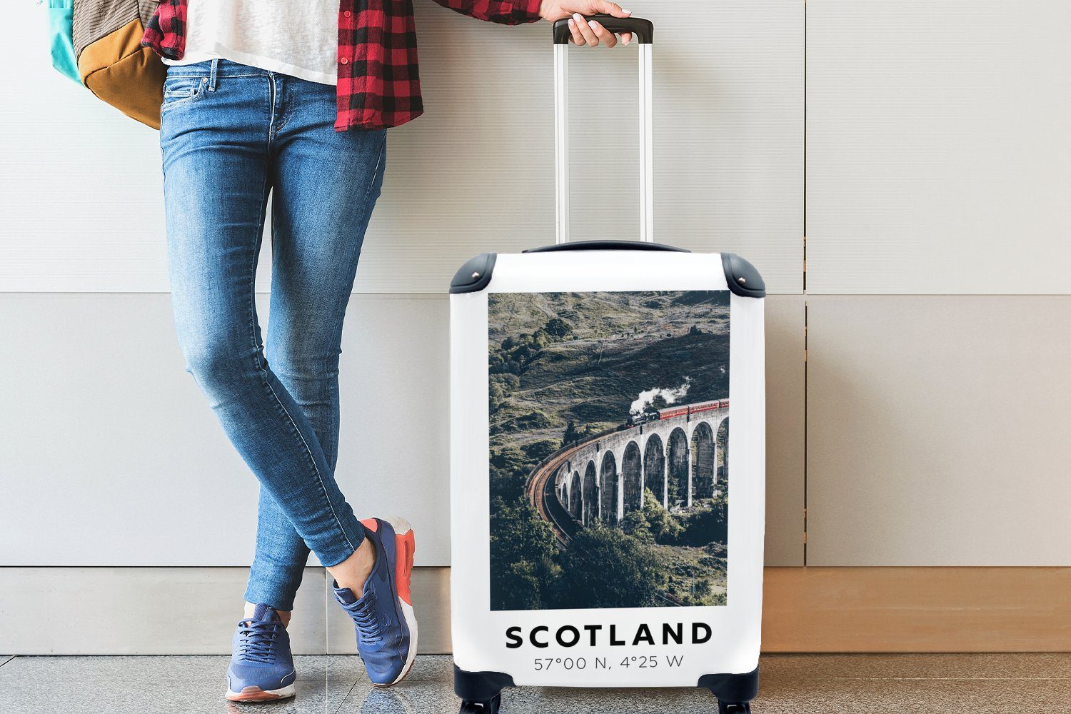 Handgepäckkoffer Zug - Reisekoffer Ferien, Brücke, Schottland - Trolley, für MuchoWow Rollen, 4 Reisetasche mit Handgepäck rollen,