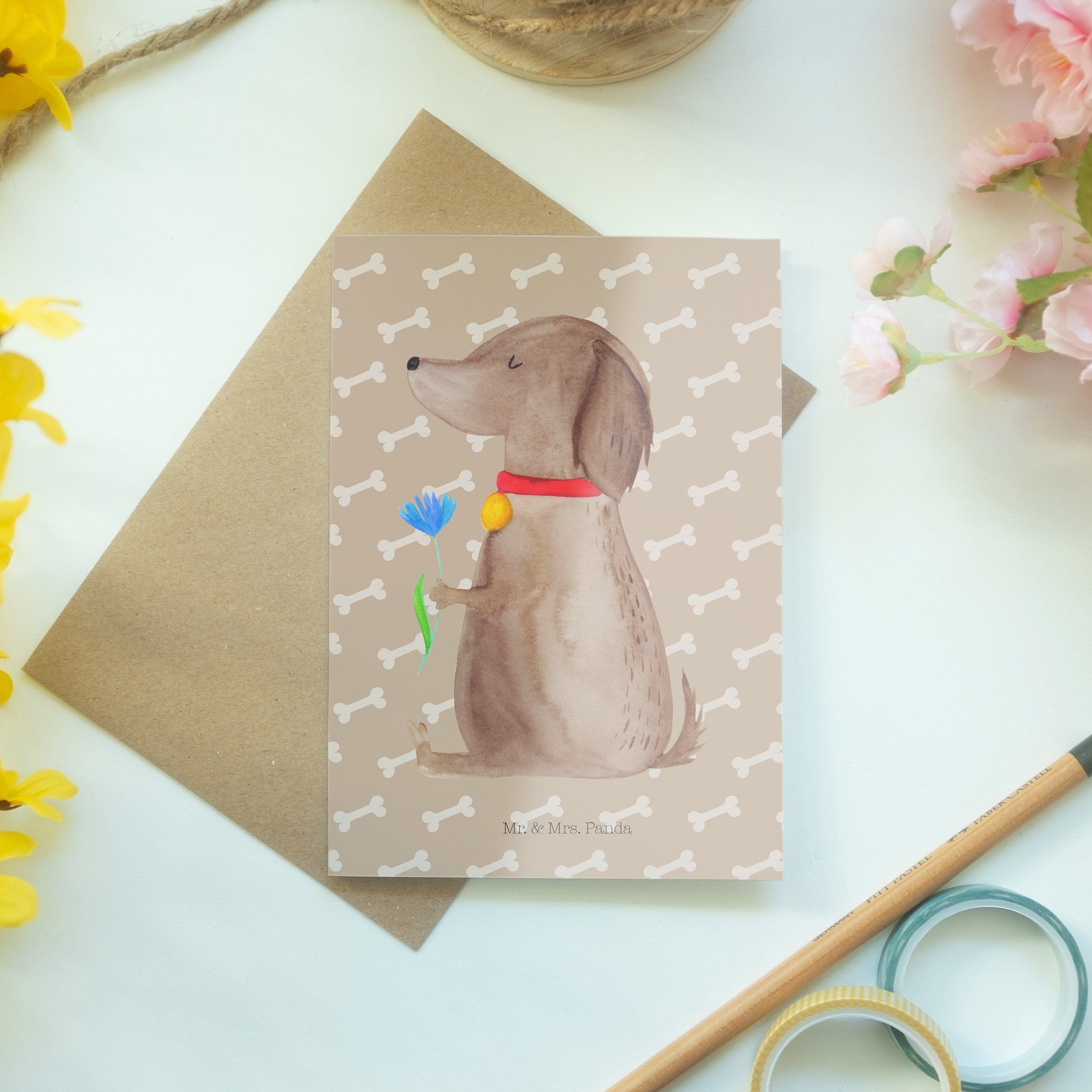 Mr. & - Mrs. Hundemotiv, Hund Geschenk, Panda Geburtstagskarte, Vie - Grußkarte Hundeglück Blume