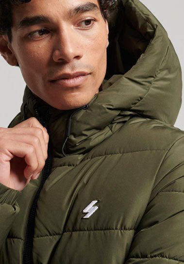 Superdry Steppjacke HOODED SPORTS PUFFR JACKET mit kontrastfarbener Stickerei