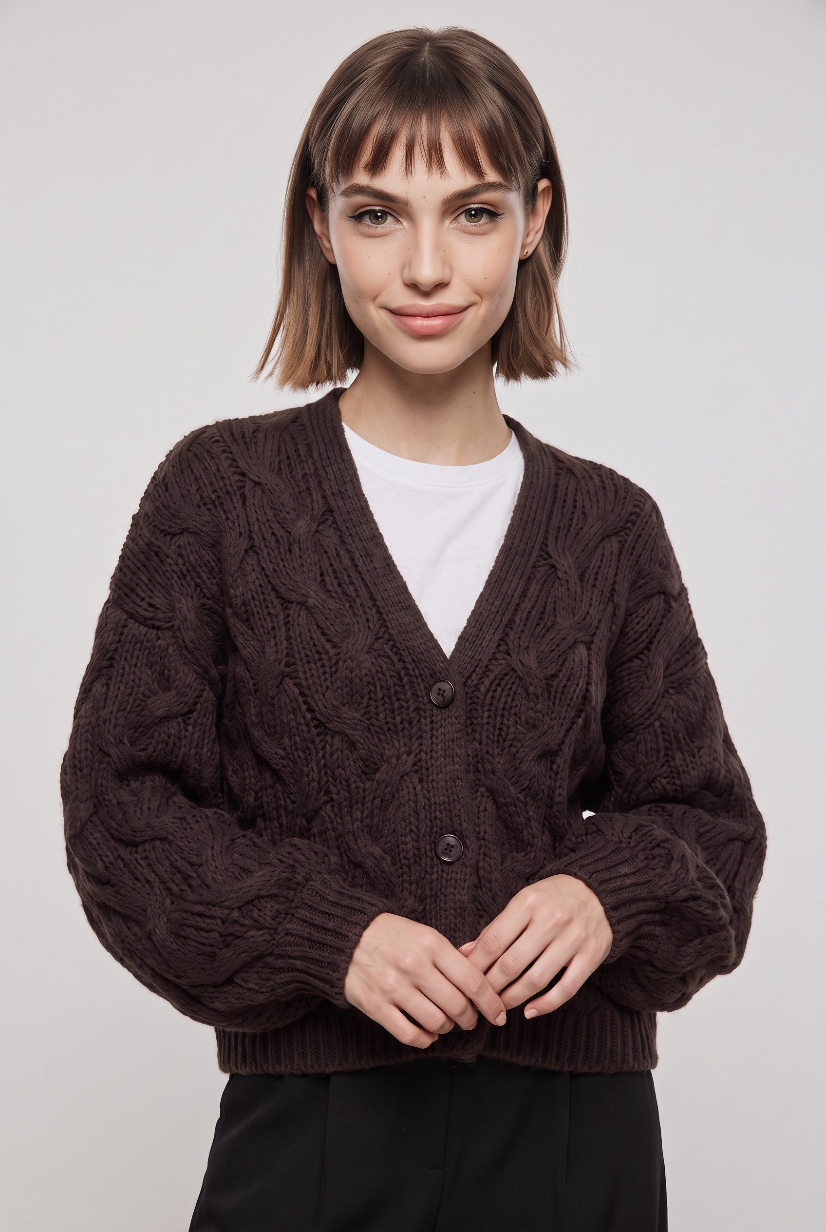 Vero Moda Strickjacke VMMAYBE LS OPEN CABLE CARDIGAN NOOS Kunstfaser, mit Zopfstrickmuster
