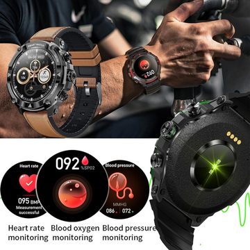SGDDFIT Smartwatch (1,39 Zoll, Android, iOS), mit Telefonfunktion,Sportuhr, Sportmodi, Blutdruckmessung, Fitnessuhr