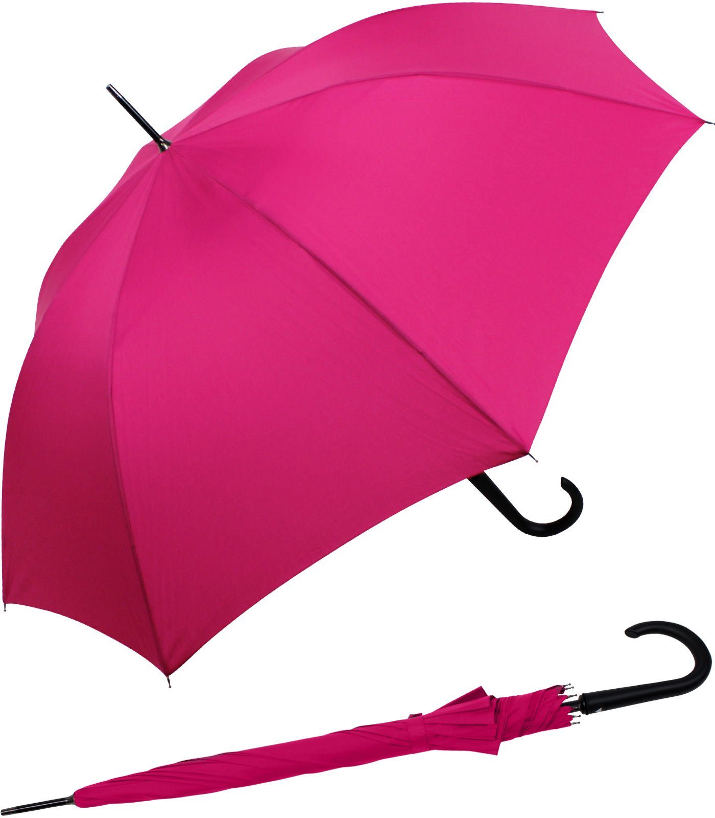 RS-Versand Langregenschirm großer stabiler Regenschirm mit Auf-Automatik, Stahl-Fiberglas-Gestell, integrierter Auslöseknopf pink