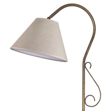 Licht-Erlebnisse Stehlampe BRUXELLES, ohne Leuchtmittel, 190 cm E27 in Bronze Antik matt Weiß Wohnzimmer Stoff Messing massiv