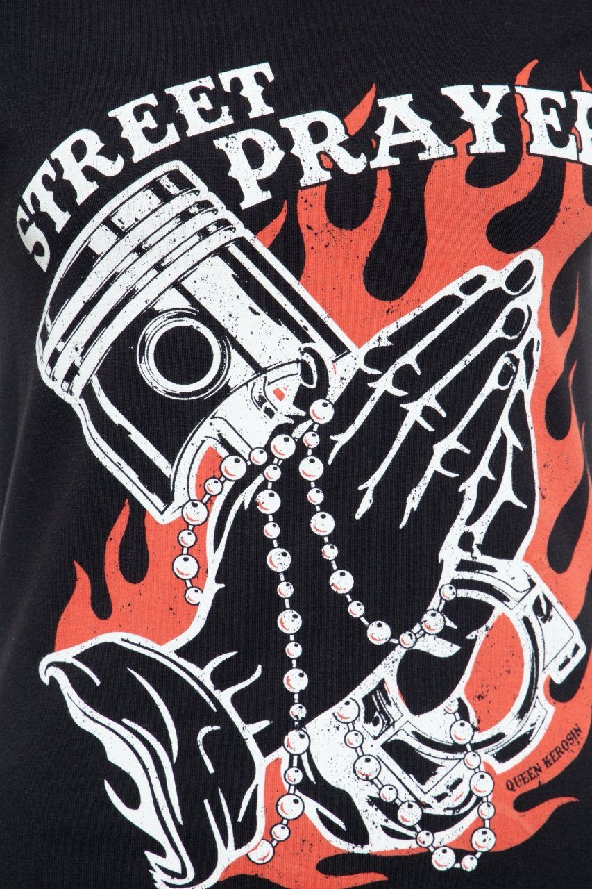 QueenKerosin T-Shirt Street Prayer mit schwarz Up Print Pin